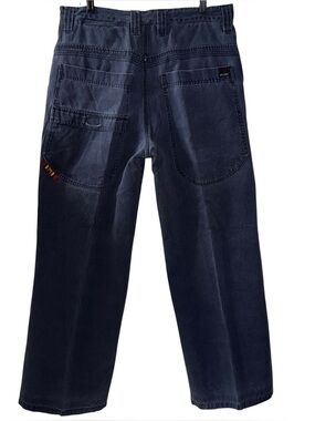 Rare 90s Y2K Plugg jeans pants loose baggy BIG pockets men’s 36 x 34 navy blue